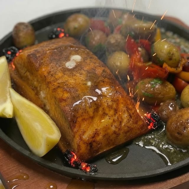 Cedar Plank Grilled Salmon.