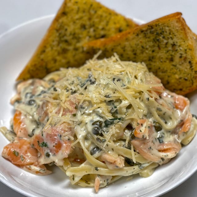Salmon Fettuccine.